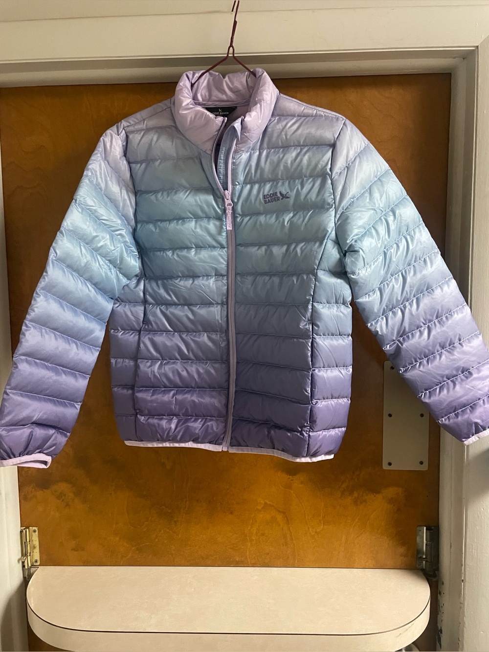 Eddie Bauer Girls' Ombre Puffer Jacket in Lavender and Light Blue